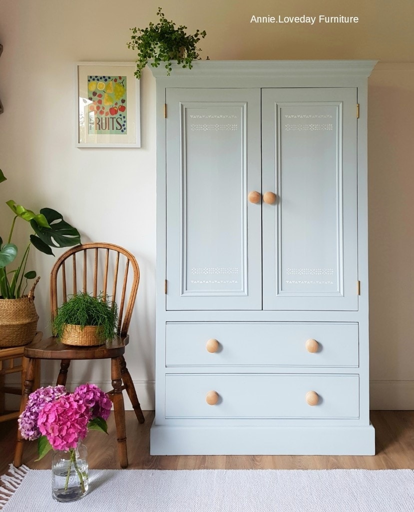 Silk all in one mineral paint Bay Breeze 475ml soft pale grey blue undertones painted wardrobe For the Love Creations Australian stockist