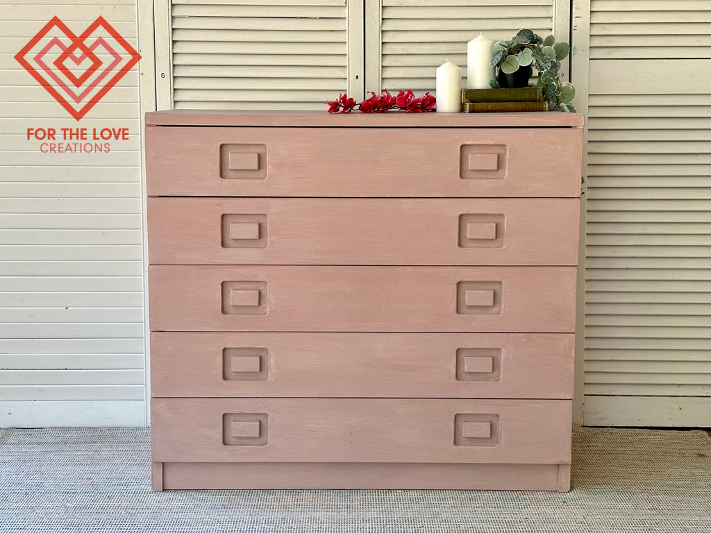 Miss Mustard Seed’s Milk Paint dusty pink Arabesque painted dresser Australia retailer For the Love Creations