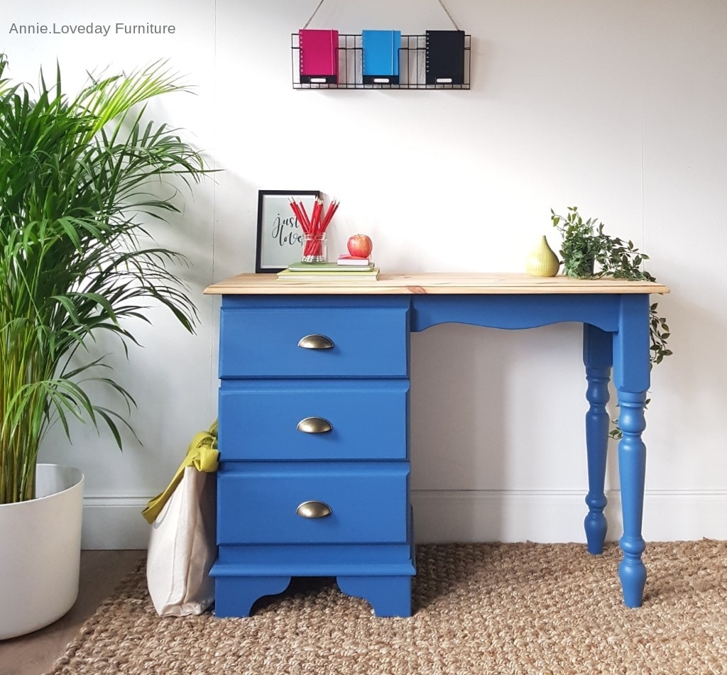 Silk all in one mineral paint Cape Current 475ml denim-like blue painted desk For the Love Creations Australian stockist