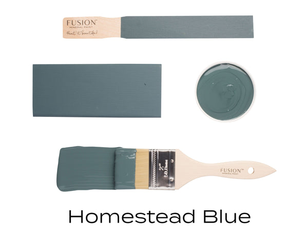 Fusion Mineral Paint Homestead Blue mid-tone grey-blue at For the Love Creations Australian stockist
