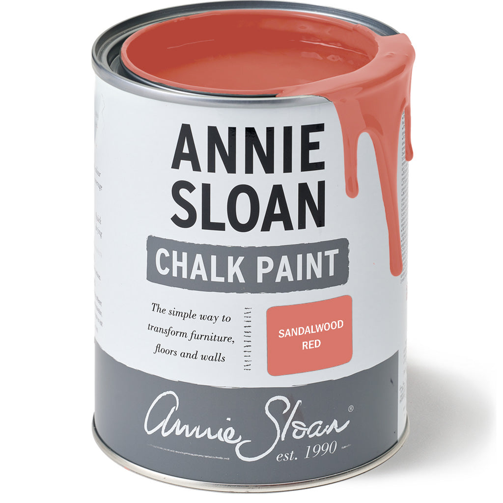 Can of Annie Sloan Chalk Paint in Sandalwood Red on a white background