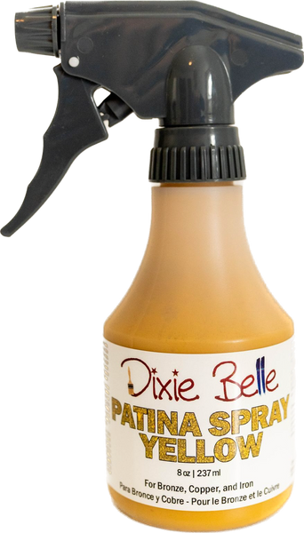 Yellow Patina spray Dixie Belle aged metal faux finish decorative finish 