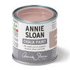Can of Annie Sloan Chalk Paint with pink interior on a white background