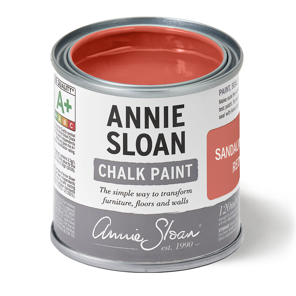 Can of Annie Sloan Chalk Paint in Sandalwood color on a white background
