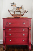 MMS Milk Paint Tricycle bright red painted dresser