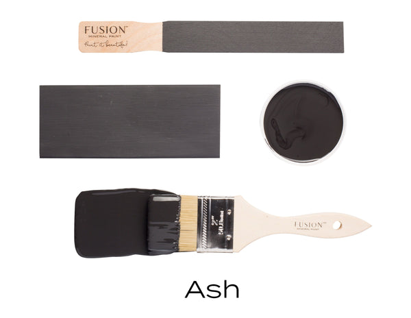 Fusion Mineral Paint Ash charcoal grey color swatch For the Love Creations