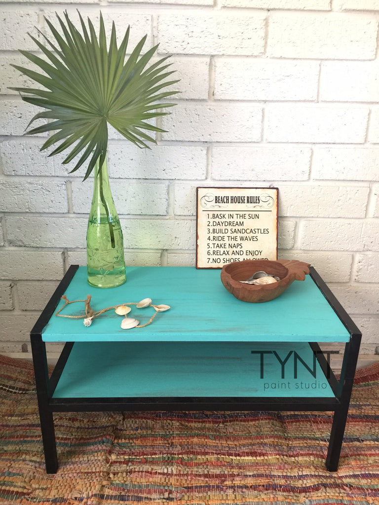 Fusion Mineral Paint Azure aqua turquoise painted table For the Love Creations