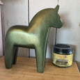 Metallic green painted wooden horse Dixie Belle Moonshine Metallics
