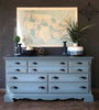 Dixie Belle Dusty Blue classic medium blue painted dresser chalk paint