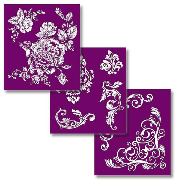 Floral silkscreen stencils Belles and Whistles 3 sheets For the Love Creations Australian stockist