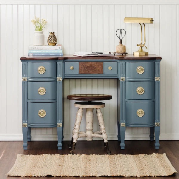 Fusion Mineral Paint Blue Pine painted desk For the Love Creations Australian retailer