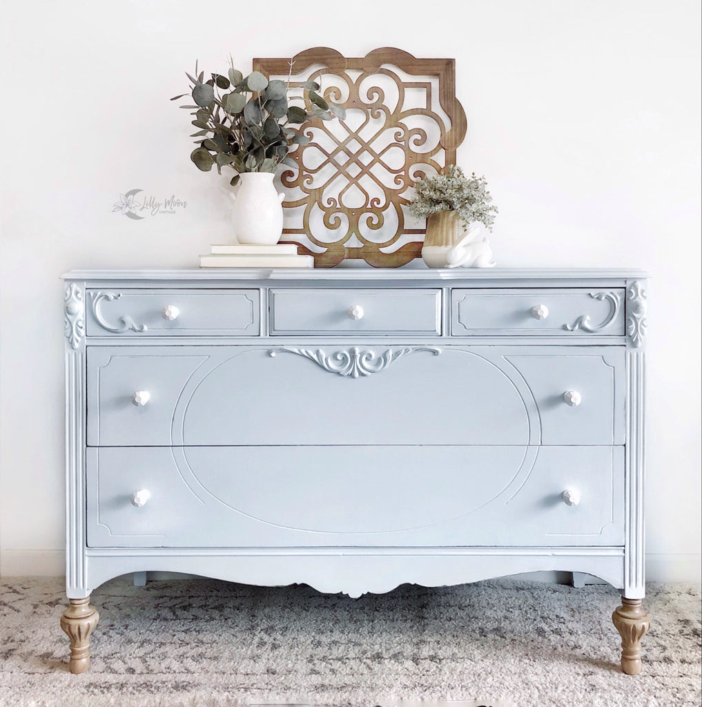Dixie Belle Haint Blue very light blue painted dresser chalk paint