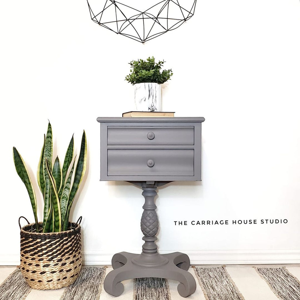 Fusion Mineral Paint Hazelwood warm rich grey painted side table