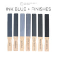 MMS Milk Paint Ink Blue deep blue painted sticks with various coloured wax finishes