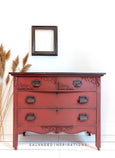 Dixie Belle Rustic Red brown red painted dresser