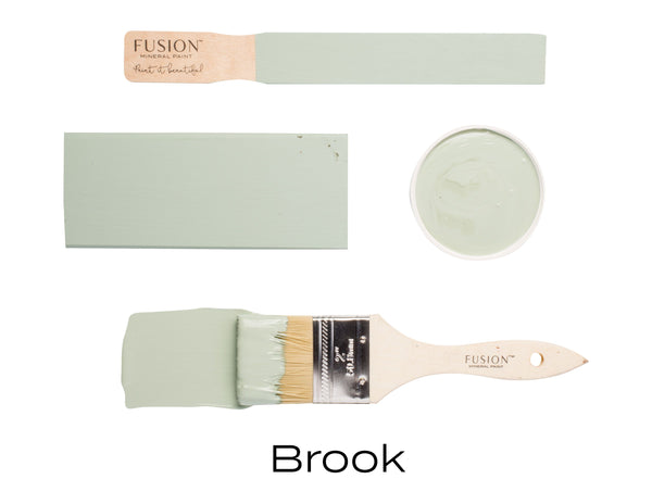 Fusion Mineral Paint Brook paint pale blue/green sample swatch