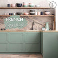 Fusion Mineral Paint French Eggshell robins egg blue-green painted kitchen For the Love Creations