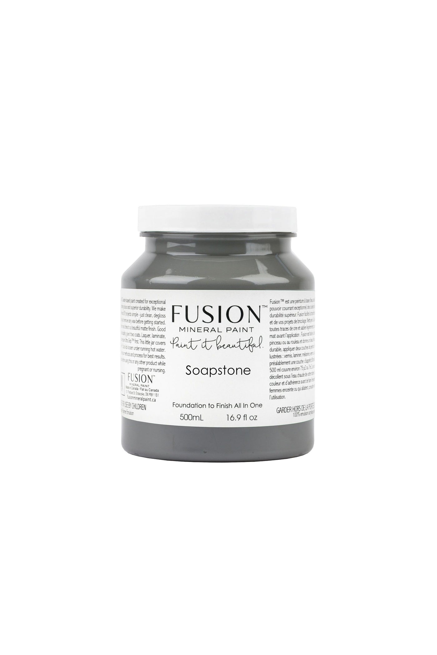Fusion Mineral Paint - SOAP STONE mid-tone grey with blue undertones 500ml