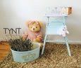 Fusion Mineral Paint Little Teapot soft teal blue painted baby highchair at For the Love Creations Australian stockist