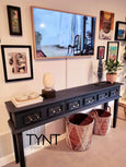 Fusion Mineral Paint Midnight Blue deep navy almost blue-black painted console table at For the Love Creations Australian stockist